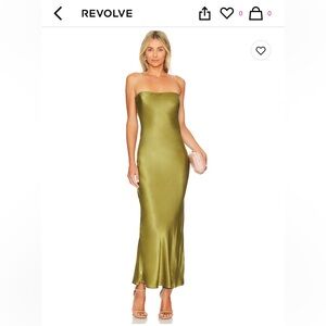 NWT • Revolve x SNDYS • Strapless Midi Slip Dress in Olive • Size M